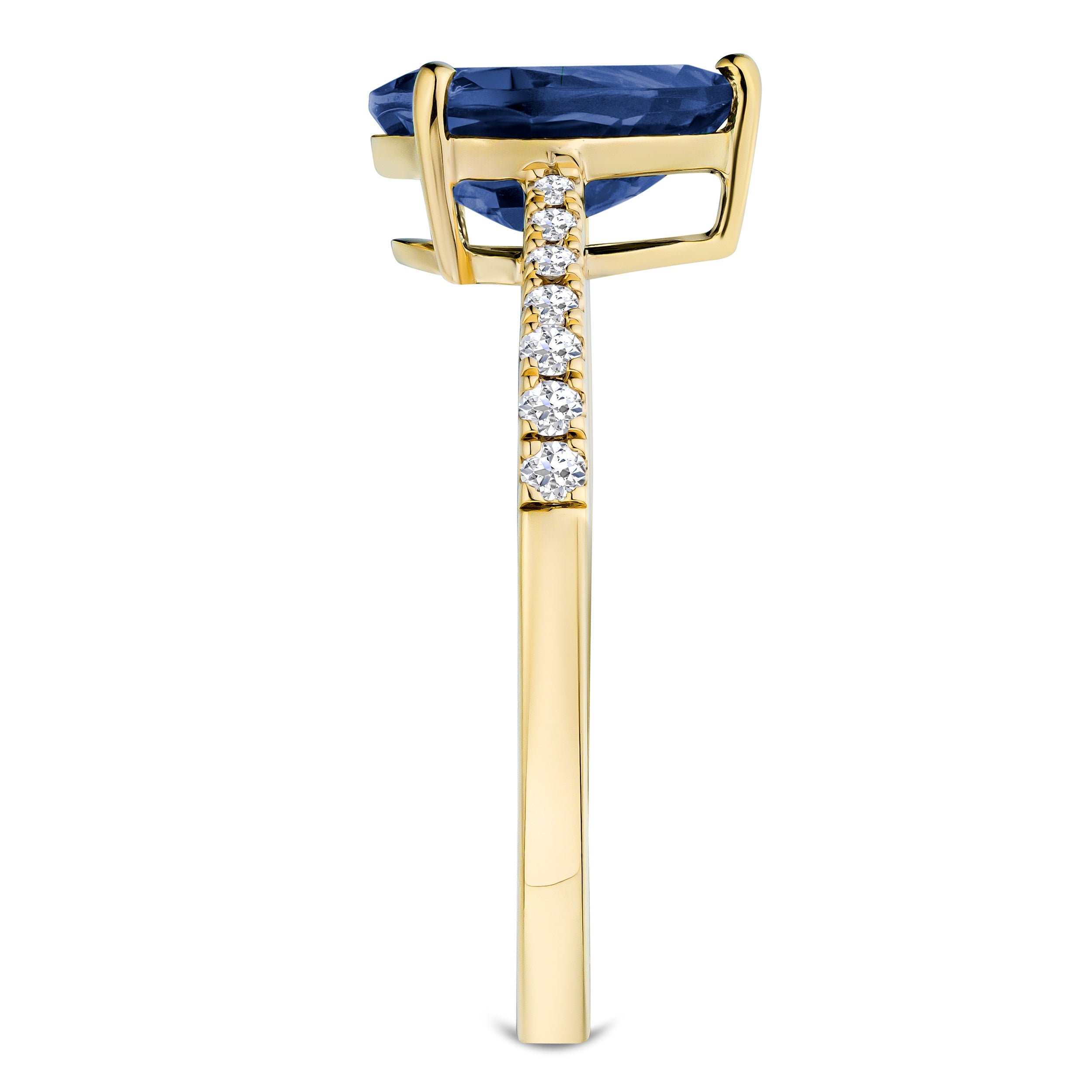 Astra 3.10ct Lab Sapphire and Diamond Shoulder Set Pear Cut Ring in 18K Gold Vermeil